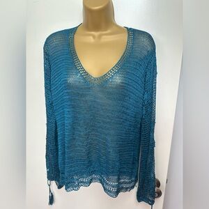 The Limited Vintage Y2K Sequin Crochet Tassel Whimsical Fairy Core Top NWOT XL